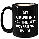 Gifts for Boyfriend Mug Coffee Cup Tea - Large 15oz Black Ceramic - Valentines Day Anniversary Monthsary Dating Couples from Girlfriend Funny Cute Gag Idea Recognition Award Reward - My Bestt Ever