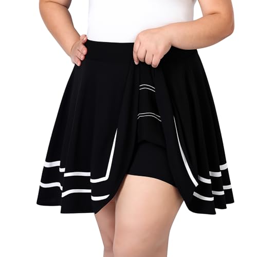 TRIWORKS Elegante Röcke für Damen Hohe Taille Hosenrock Damen A-Linie Minirock Große Größen Faltenrock 3XL