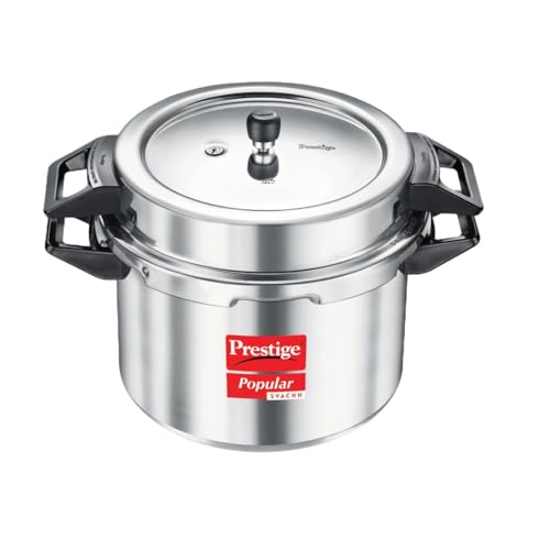 Image of Prestige Popular Svachh Aluminium 20 L Pressure Cooker|Controls Spillage|Metallic Safety Plug|Controlled Gasket-Release System|Silver| 5 Years Warranty