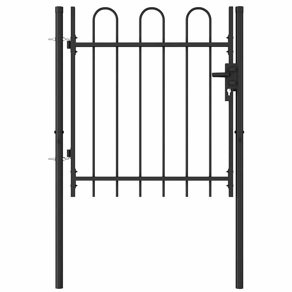 vidaXL Cancela de Valla BOXTEL Doble Puerta de Jardín Entrada de Vallado Exterior con Forma de Arco de Acero Negro 1x1 m