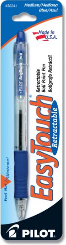 PILOT EasyTouch Refillable & Retractable Ballpoint Pens, Medium Point, Blue Ink, Single Pen (32241)