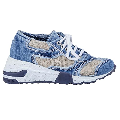 Jeans Sports Shoes, Handmade Women's Sports Shoes, Blue Jeans Embroidered Sports Shoes, Women's Sports Shoes, Birthday gift (9, blue)