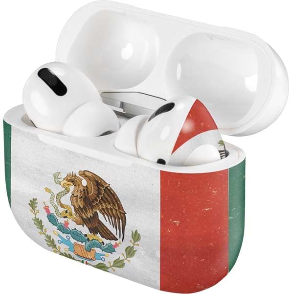 Skinit Decal Audio Skin Compatible with Apple AirPods Pro - Mexico Flag Distressed Design