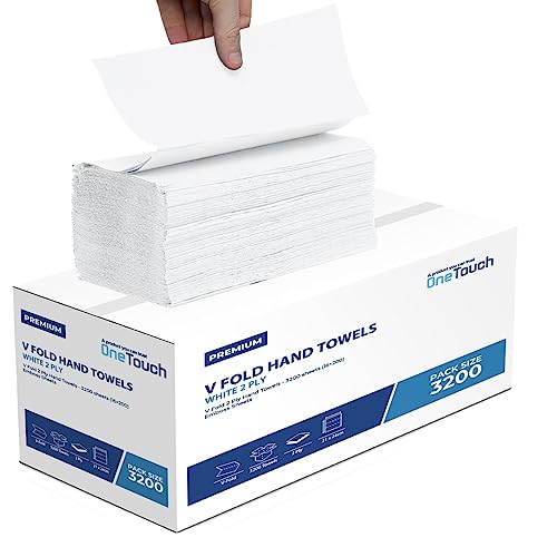 2Ply White V Fold Paper Towels Interfold Hand Towels Extra Soft Embossed Sheets Dispenser Towels 3200 Sheets
