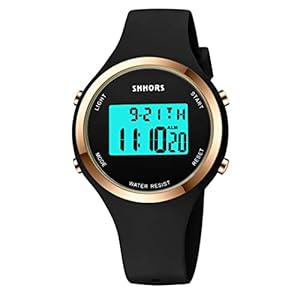 aswan watch Digitaal horloge voor dames met wekker, stopwatch, ledlicht, datum, casual, polshorloge met siliconen…