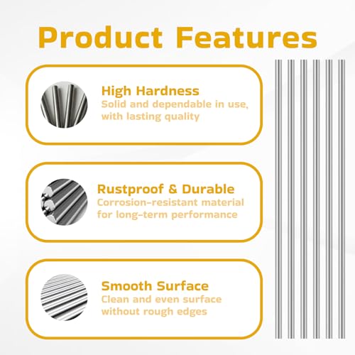 Flewdart 4pcs Edelstahlstäbe 6mm X250mm, Edelstahl Stäbe 304 Rundstäbe Edelstahl Stange, Stainless Steel Solid Winding Rod Stahlstange Für Diy Handwerk Modellauto Flugzeug (4, 6x250mm)