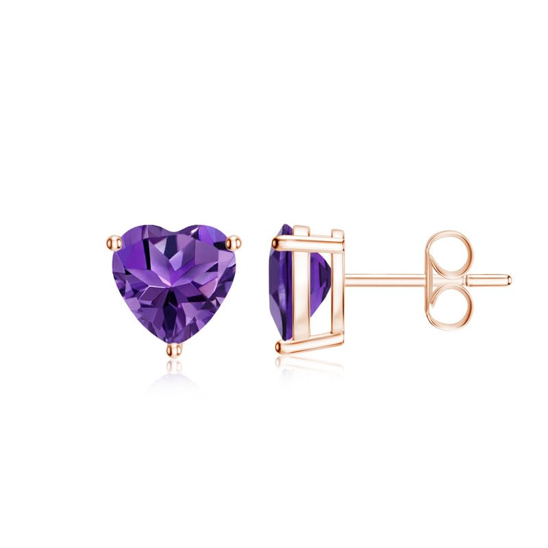 Image of Goldhartz Sterling Silver Genuine, Created or Simulated Birthstone Gemstone 7mm Heart Stud Earrings