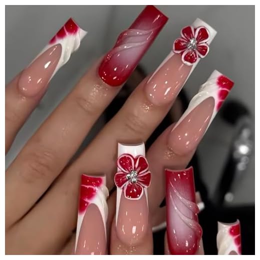 HOSAILY Summer Flower Press on Nails for Women