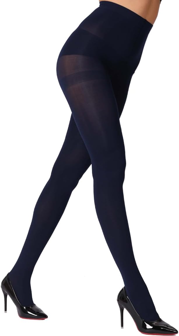 MERYLURE 240D Soft Opaque Tights for Women, Solid Color High Waist Control Top Pantyhose