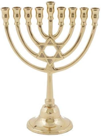 Yair Emanuel Classic Bronze Hanukkah Menorah with Star of David - 8.5"x7" - Judaica Gift