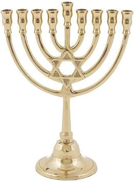 Yair Emanuel Classic Bronze Hanukkah Menorah with Star of David - 8.5x7 - Judaica Gift
