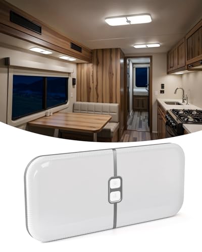 DFGOTOP 12V LED Light, RV Ceiling Dome Light 204 LEDs Camper Lights Dimmable Warm Cool Natural White for RV Caravan Motorhome Enclosed Cargo Trailer Camper Truck Lorry Van Boat Car