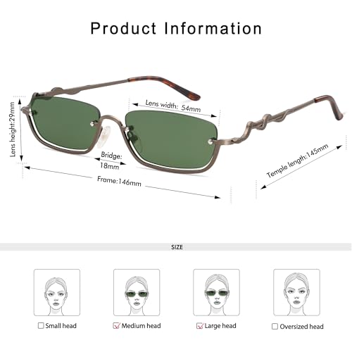 Y2K Snake Sunglasses for Women Men Narrow Rectangular Y2k Chic Sunnies AP3649