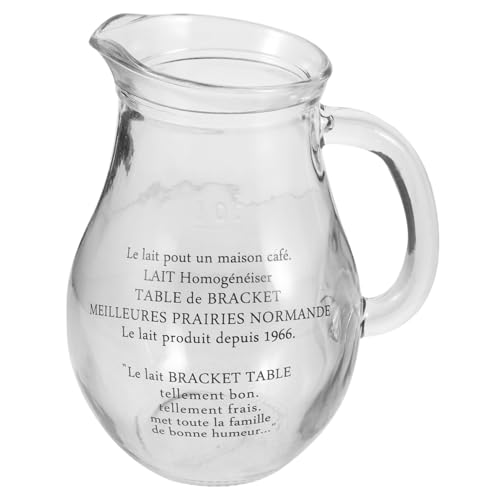 TOPBATHY Bricco Latte in Vetro Trasparente Brocca Per Caffè Contenitore Per Panna Per Frigorifero Per Servire Latte Panna e Sciroppo Resiste Alla Rottura e Facile Da Pulire