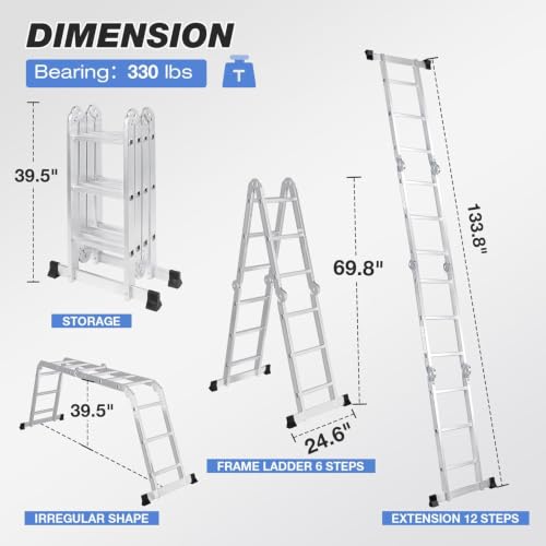 Image of Aluminium Multipurpose Combination Ladder Heavy Duty Advance Ladder (12.15 ft)