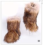 Boot Height:Ankle Woman Faux Fox Fur Snow Boots Women Warm Shoes Female Ankle Boots Women Platform Botas Mujer White/Black Shoe Brown 44