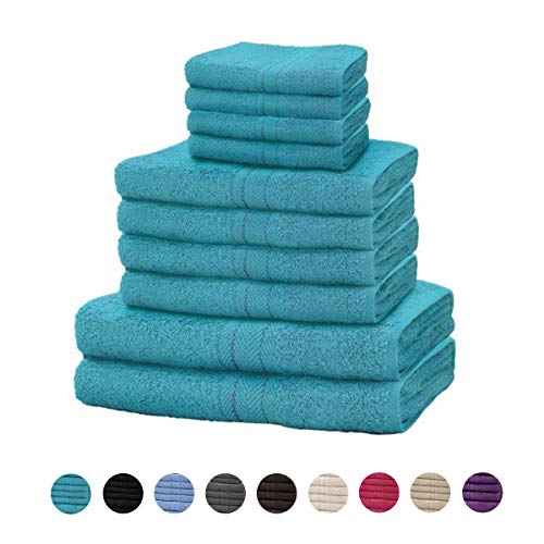 Lions - Juego de Toallas de baño (10 Piezas, 4 Caras, 4 Manos, 2 Toallas de baño, 100% algodón, 450 g/m²)