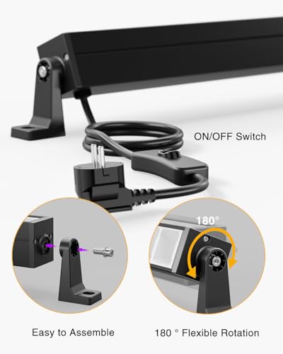 Onforu 2 er 27W LED Schwarzlicht, UV Strahler mit Schalter, IP66 Wasserdicht Schwarzlichtlampe, UVA 400 nm Black Light Flutlicht für 50 qm Raum, Fluter für Neonfarbe, Halloween, Party Deko,Disco