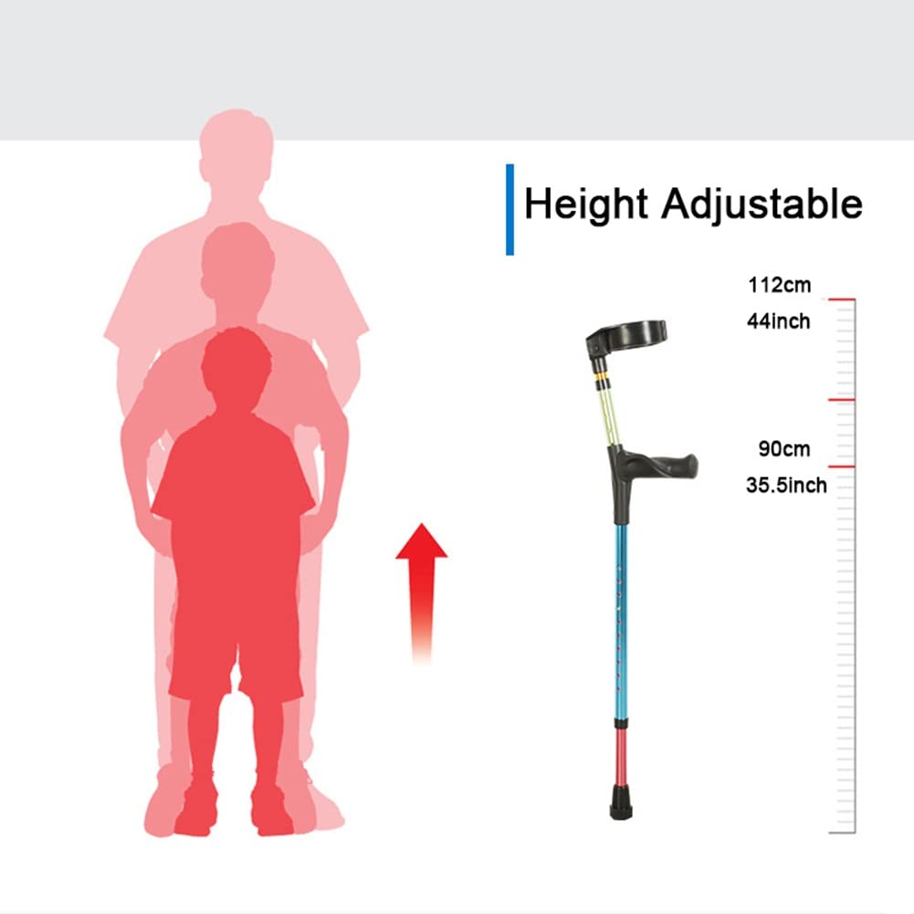 Muletas de Antebrazo para Niños, Bastones Médicos de Aluminio, Mango Ergonómico, 13 Muletas Ajustables en Altura, Muletas Ligeras para Caminar, Altura Aplicable: 110-160 cm