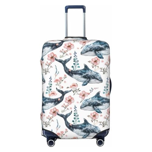 Whale Floral Luggage Cover Protector Elastic Washable Anti-Scratch Suitcase Covers With Zipper Closure For Luggage 18-32 Inch Large