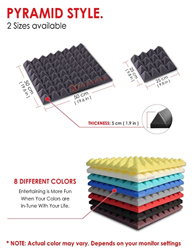 Dragon Dash (12 Pack) Of 19.6" X 19.6" X 1.9" Inches Pearl White Acoustic Soundproofing Pyramid Foam Studio Treatment Wall Panel Tiles Dd1034 (Pearl White) #TOP3