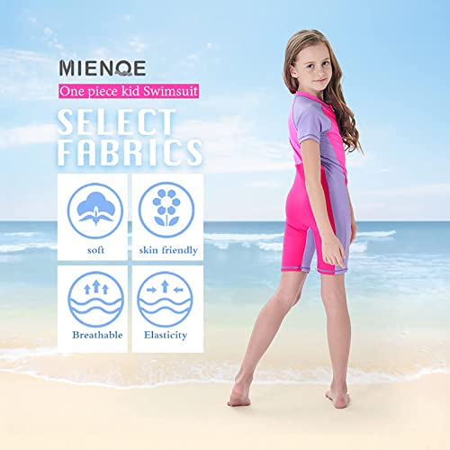 Mienoe Teen Girls One Piece Swimsuit Kid Swimsuit Girls Water Sport Short Swimsuit Upf 50+ Sun Protection Bathing Suits (Size 12-14Years, Pink) #TOP3
