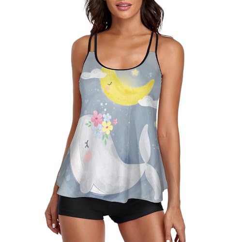 Maillot de Bain Tankini Femme avec Short Confortable et Robe de Plage Intégrée