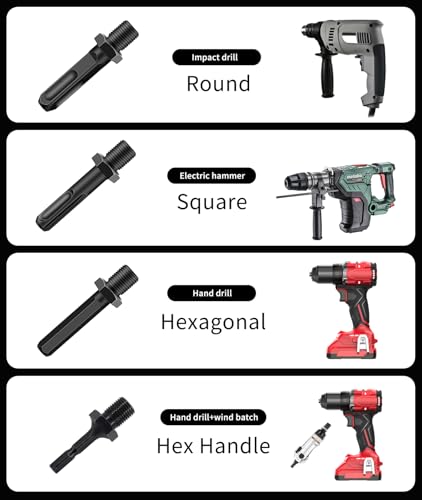 6 Pcs Wood Splitter Drill Bits, 50mm+38mm Firewood Drill Bit Wood Splitters, Heavy Duty Log Splitter with 4 Handles (Square + Round + Hex Shank + Small Hex) for Electric Drill, Kindling Splitter