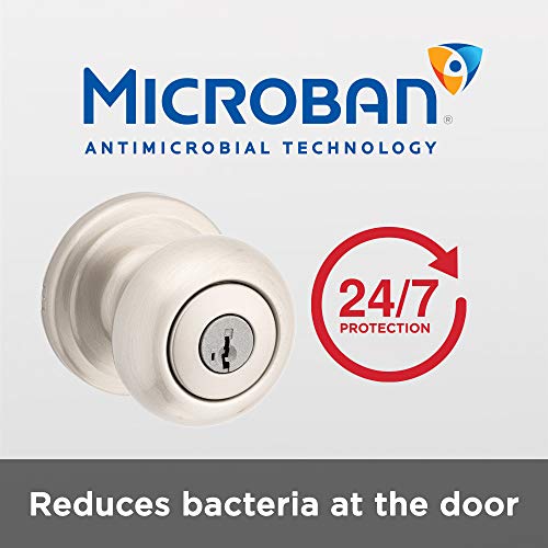 Kwikset Juno Keyed Entry Door Knob With Microban Antimicrobial Protection Featuring Smartkey Security In Satin Nickel #TOP3