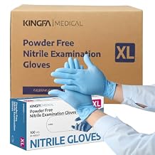 KINGFA Nitrile Medical Exam Gloves - 510k, Powder Free, Latex Free, 4 mil Thickness, Blue Case of 1,000 X-Large