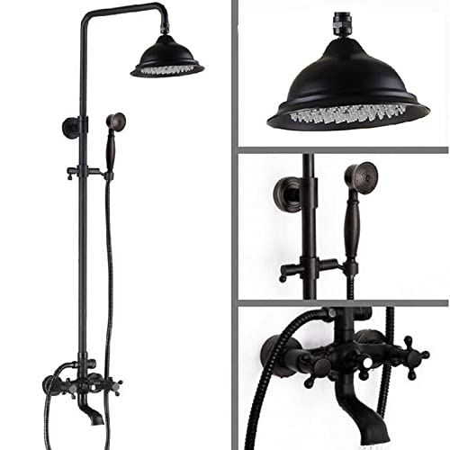 Mitigeur de Douche à Effet de Pluie Mural Noir Ahg042 avec Bec de Baignoire en Laiton