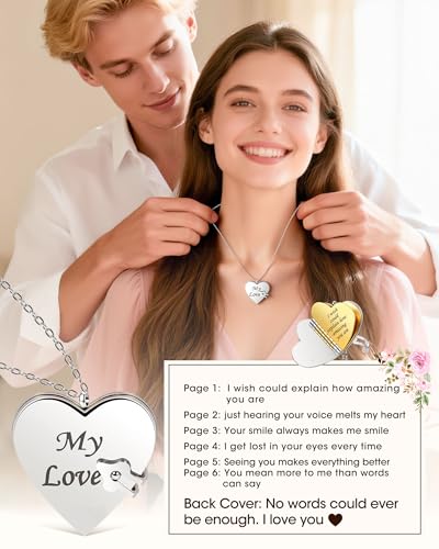 Collar de corazón de 6 páginas grabadas para obsequios familiares 3