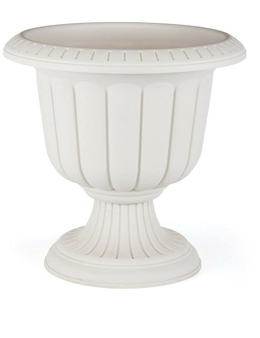 Tamersgifts Off White Plastic Round Garden Urn Plant Pot Planter Outdoor Garden Stand Round -3 Colours (, Small)