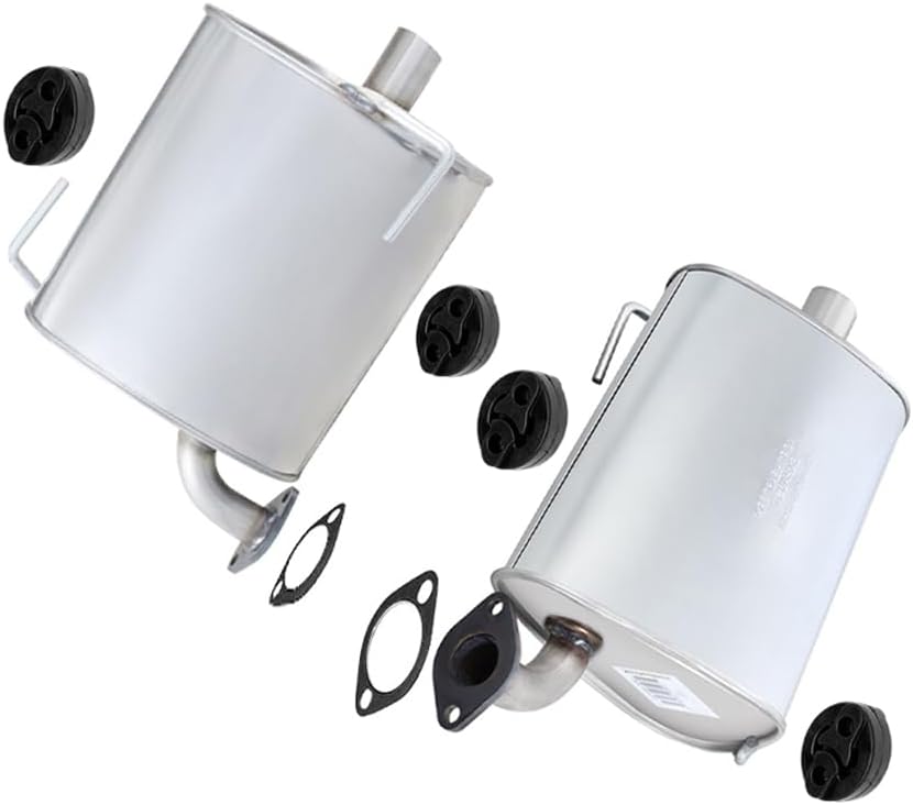 Northeastern Exhaust Pair of Muffler Compatible for 2008-2011 Subaru Impreza 2.5L, Stainless Steel, Free Gaskets and Hangers Included, Automotive Replacement Part