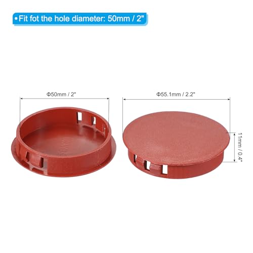 Image of PATIKIL 2 inch /50mm Plastic Hole Plugs, 20Pcs Flush Type Round Hole Plugs Cover Snap in Locking Hole Tube for Table Kitchen Cabinet Furniture, Red Brown