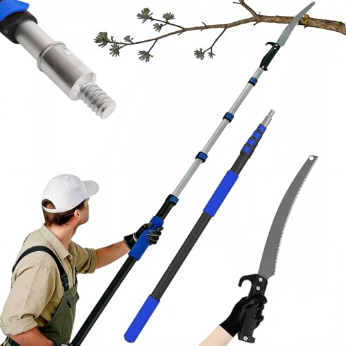 Karveden 26FT Reach Pole Saws for Tree Trimming with 5-20FT Telescoping Extension Pole, Anti-slip Handle, Manual Pruning Pole Saw with 19" 3X Detachable Saw for Forestry, Yard, Garden, Patios