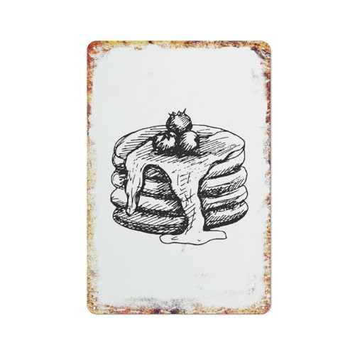 Pancakes Cupcake Poster Poster Brunch Wall Decor Breakfast Art Metal Tin Sign Plaque Poster Vintage Culture Wall Decor Aluminum Garden Restaurant Living Room Bedroom Gift 8 * 5.5 inch