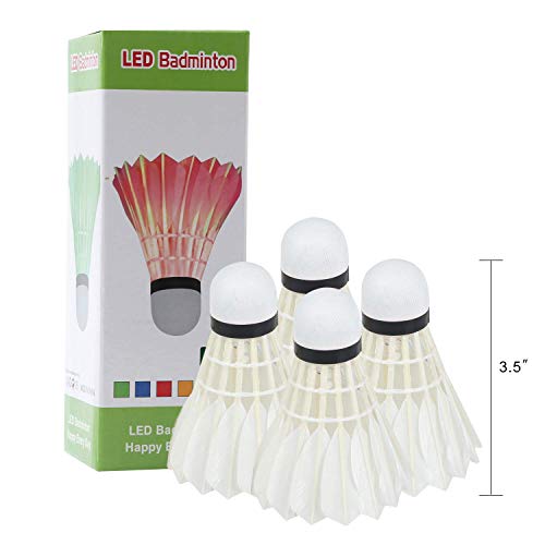 Arespark Led Badminton Shuttlecock, Dark Night Colorful Led Goose Feather Glow Birdies Lighting, Light Up Shuttle-Cocks Badminton Balls For Outdoor & Indoor Sports Activities #TOP4