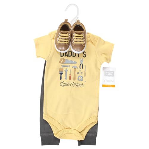 Image of Hudson Baby Unisex Baby Cotton Bodysuit, Pant and Shoe Set