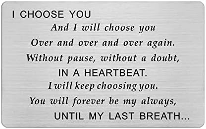 FALOGI Engraved Wallet Card for Men, I Choose You, Romantic Love Gifts for Him Husband, Groom Gifts On Wedding Day, Fathers Day Card for Fiance