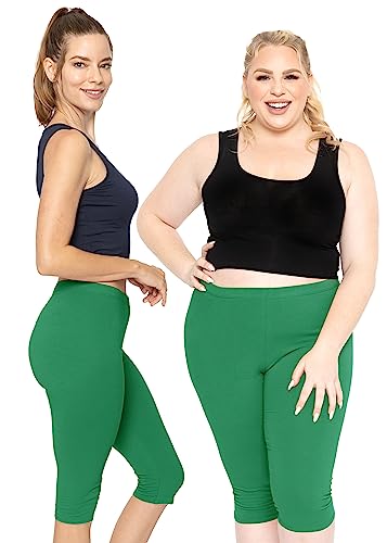 Image of STRETCH IS COMFORT Cotton Capri Leggings, Knee Length Pants, Plus Size