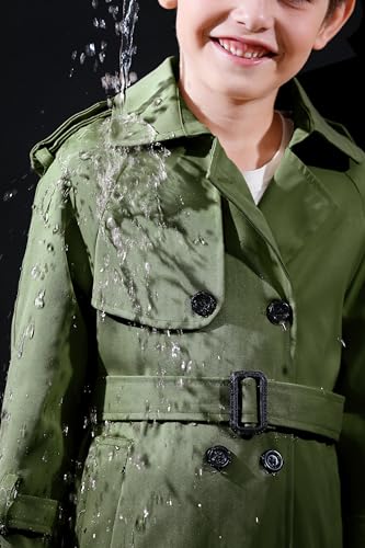 Image of Betusline Boys Waterproof Trench Coat Double Breasted Classic Belted Outwear Jacket Dress Coats