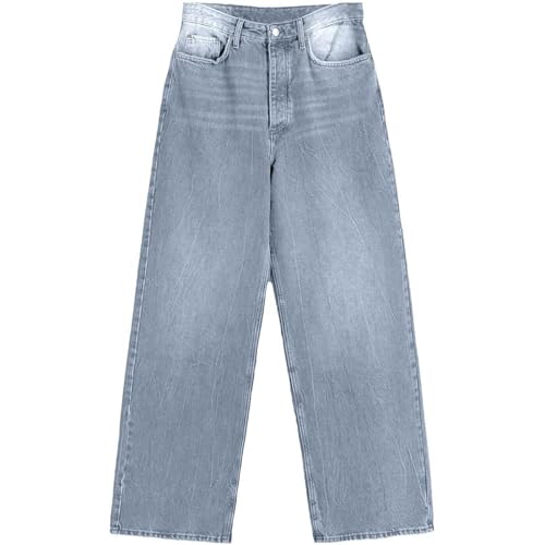 Loinjsnktng Jeans for Women Baggy Plus Size Straight Leg Wide Leg Loose Pants High Waisted Trendy Button Casual Denim Trouser - image 6