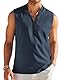 BUNSLOOM Tank Top Herren Sommer Ärmelloses Shirt Beach Henley Casual Hippie Strand Hemd