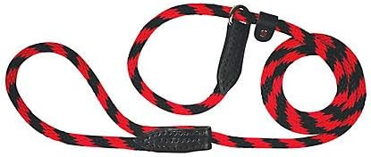 Leather Brothers British Rope Slip Dog Lead 6ft Red/Black
