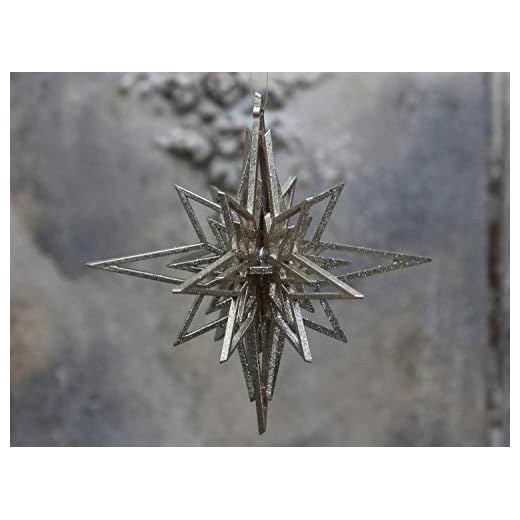 Chic Antique Julstjärna att hänga upp glitter antik champagne guld dekoration hus nostalgi shabby vintage
