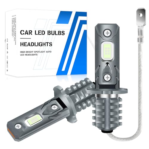 Teguangmei H3 LED Bombilla Antiniebla, 80W 12-24V 300% Brillo Súper Brillante Bombilla H3 LED Coche, 1:1 Tamaño Mini Reemplace Lámparas Halógenas y Xenón, Plug & Play (Hielo Azul)