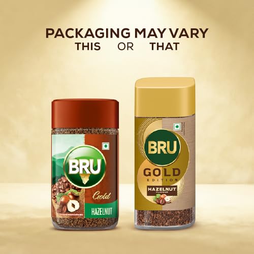 Image of Bru Gold Hazelnut Granule Bottle,55 Gram|Flavoured Instant Coffee|Flavourful Twist To Your Everyday Coffee|Made With Freeze-Dried Coffee|Makes 40 Cups (Pack of 3)