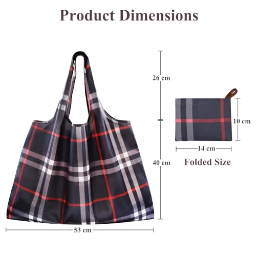 Miniatura 7 de Cheesanherr Bolsa Compra Plegable, Bolsa Tela Grande, Bolsas Reutilizables Compra, Tote Bag Hombre Mujer, Shopping Bag Supermercado Portátil Lavable, 53 X 66 Cm Gris Oscuro