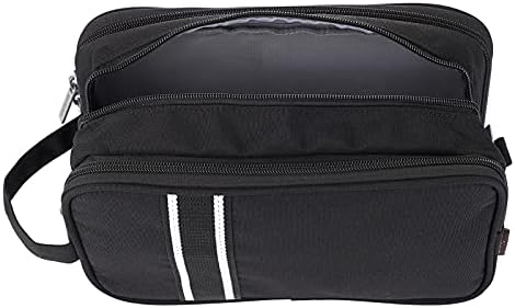 IGNPION Travel Toiletry Wash Bag Dry & Wet Separation Gym Shaving Organiser Bag with 3 Compartments Black